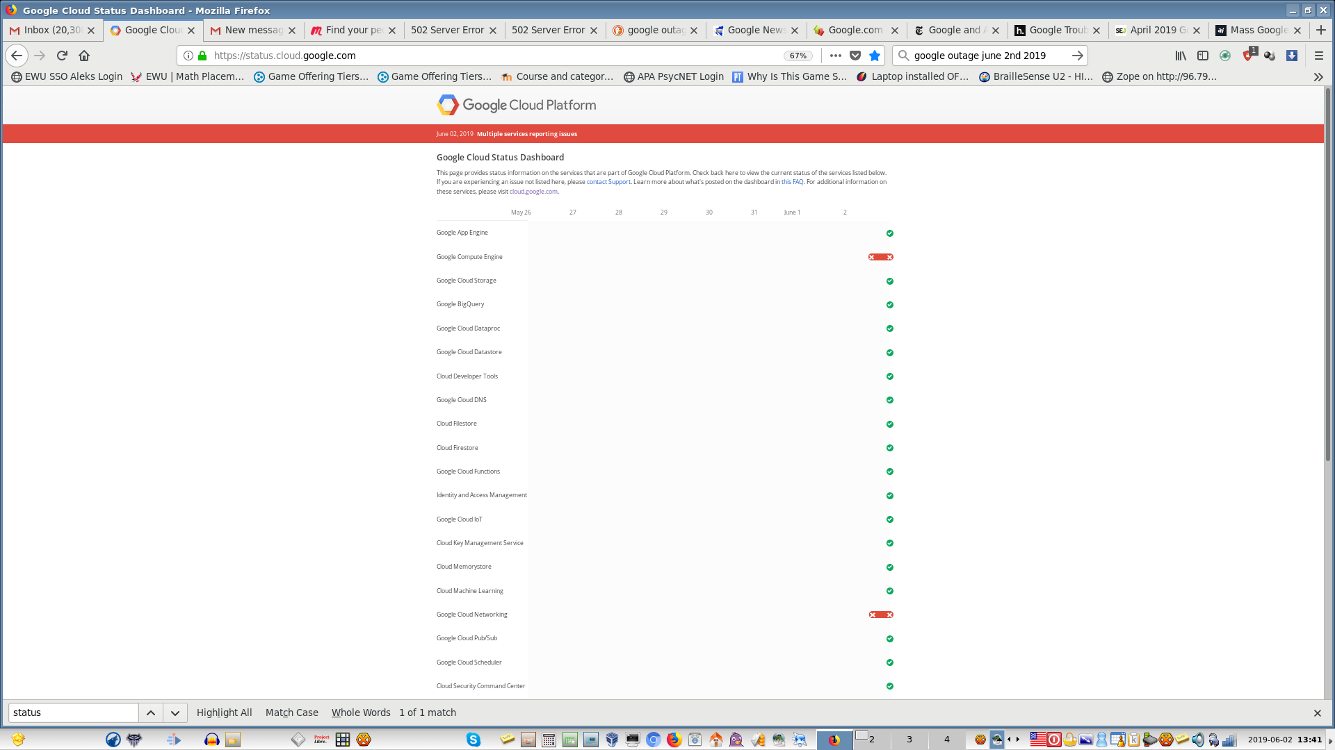 Major Google Outage June 2nd 2019